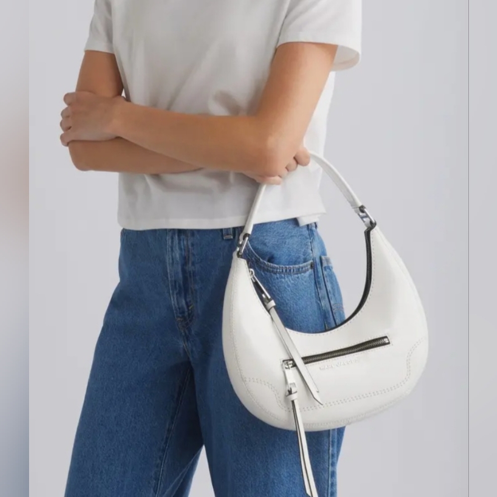 Marc Jacobs Mini Cresent Leather Crossbody Bag White NWT